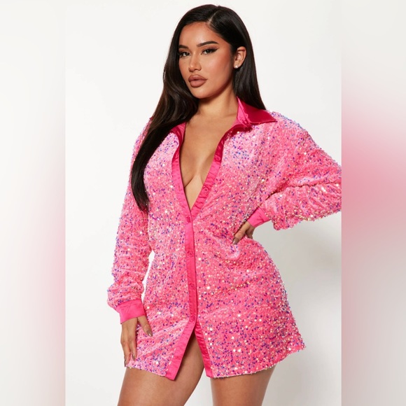 Fashion Nova Amalie Button Down T-Shirt Mini Dress - Picture 1 of 1